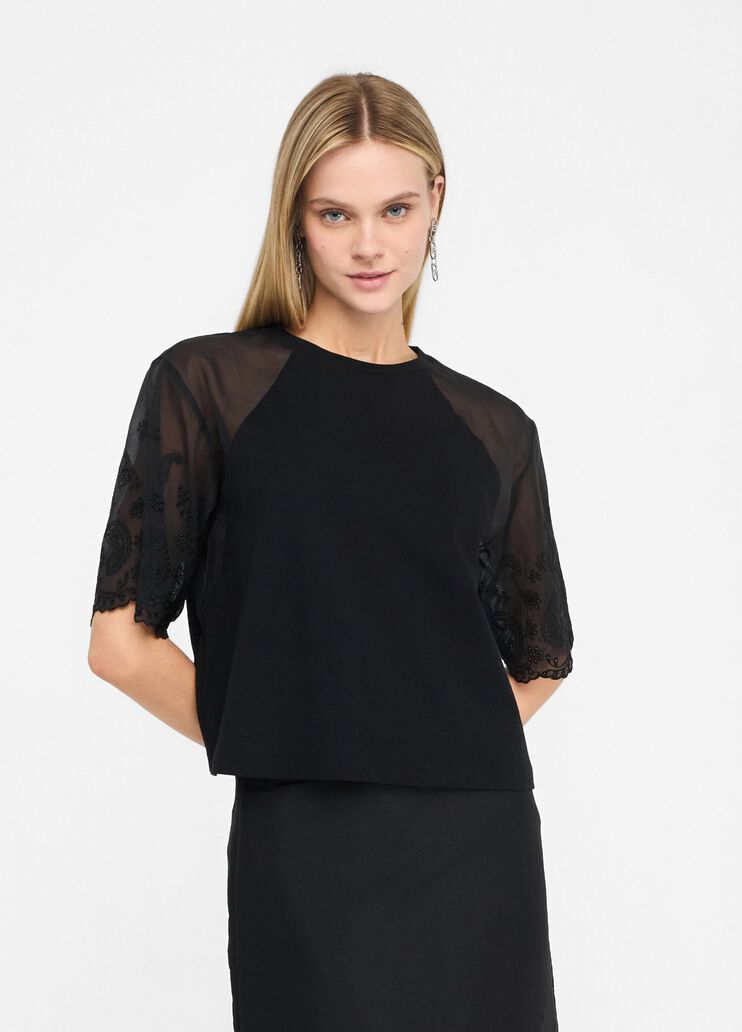Cotton and organza T-shirt black Liu Jo - medium Cotton and organza T-shirt black Liu Jo - medium