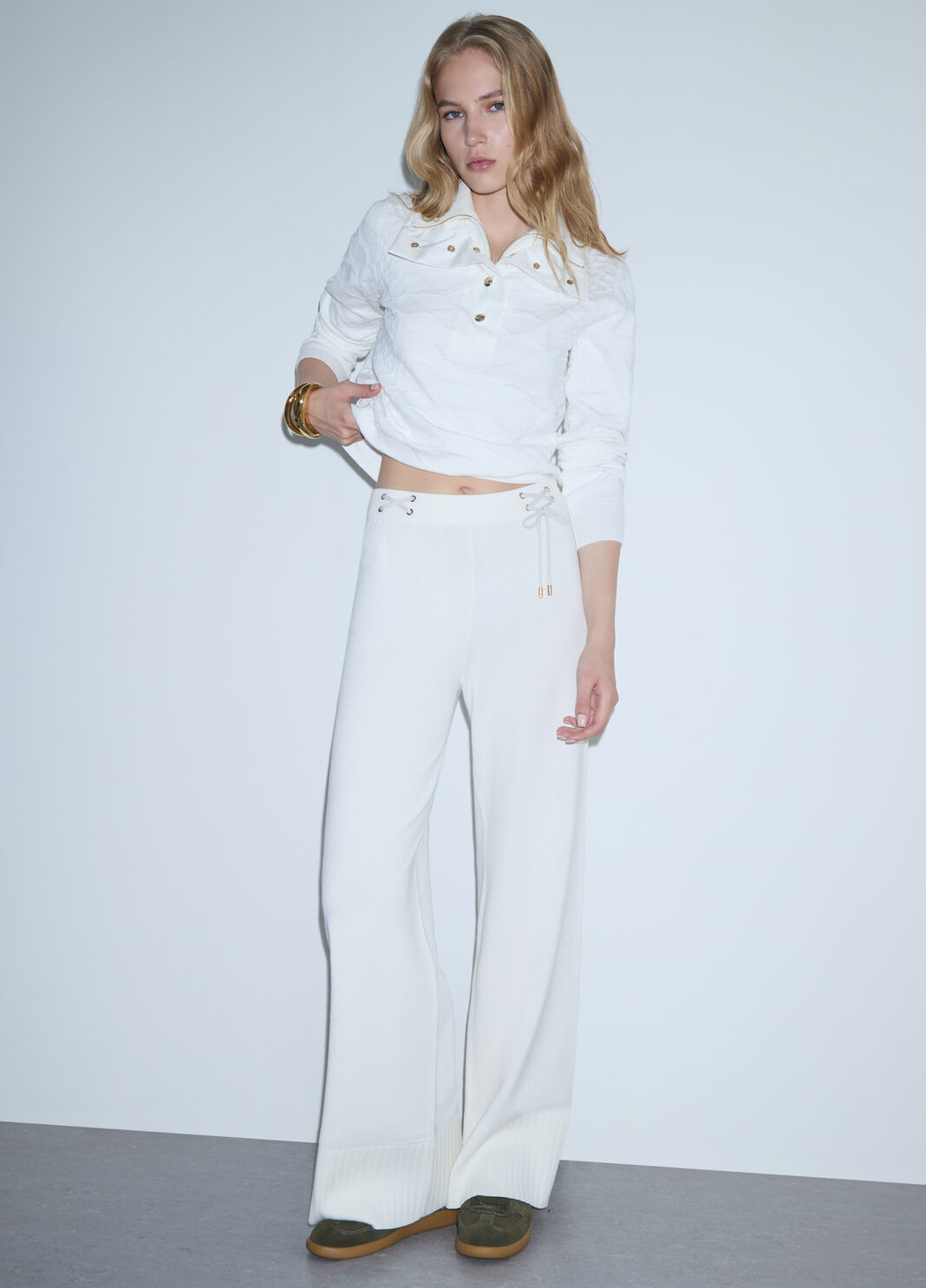 Pantalon en maille avec cordons blanc laine Liu Jo - large image number 2