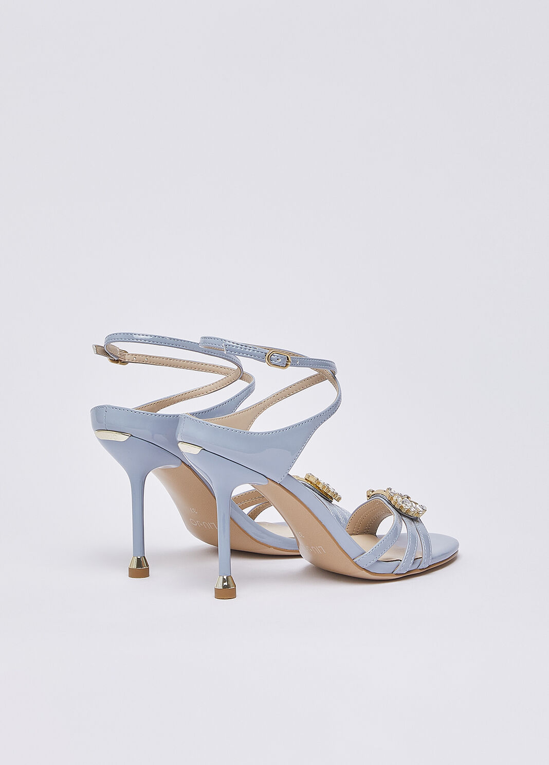 Sandales en vernis avec logo bijou bleu clair poudre Liu Jo - large image number 3