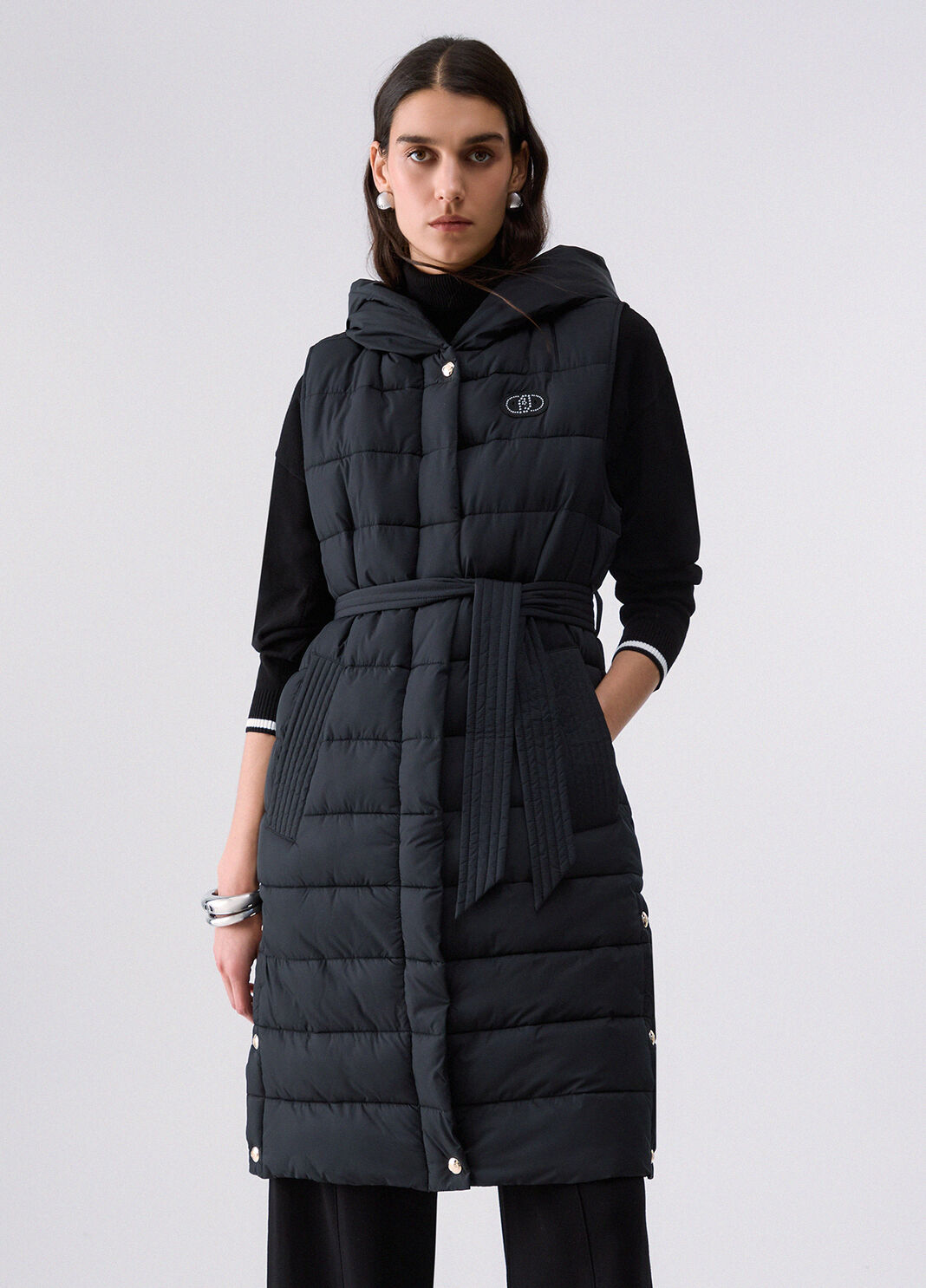 Long gilet in matte nylon black Liu Jo - large image number 0