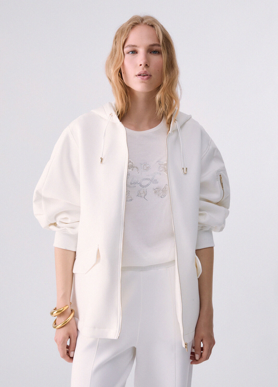 Blouson oversize avec capuche blanc laine Liu Jo - large image number 0