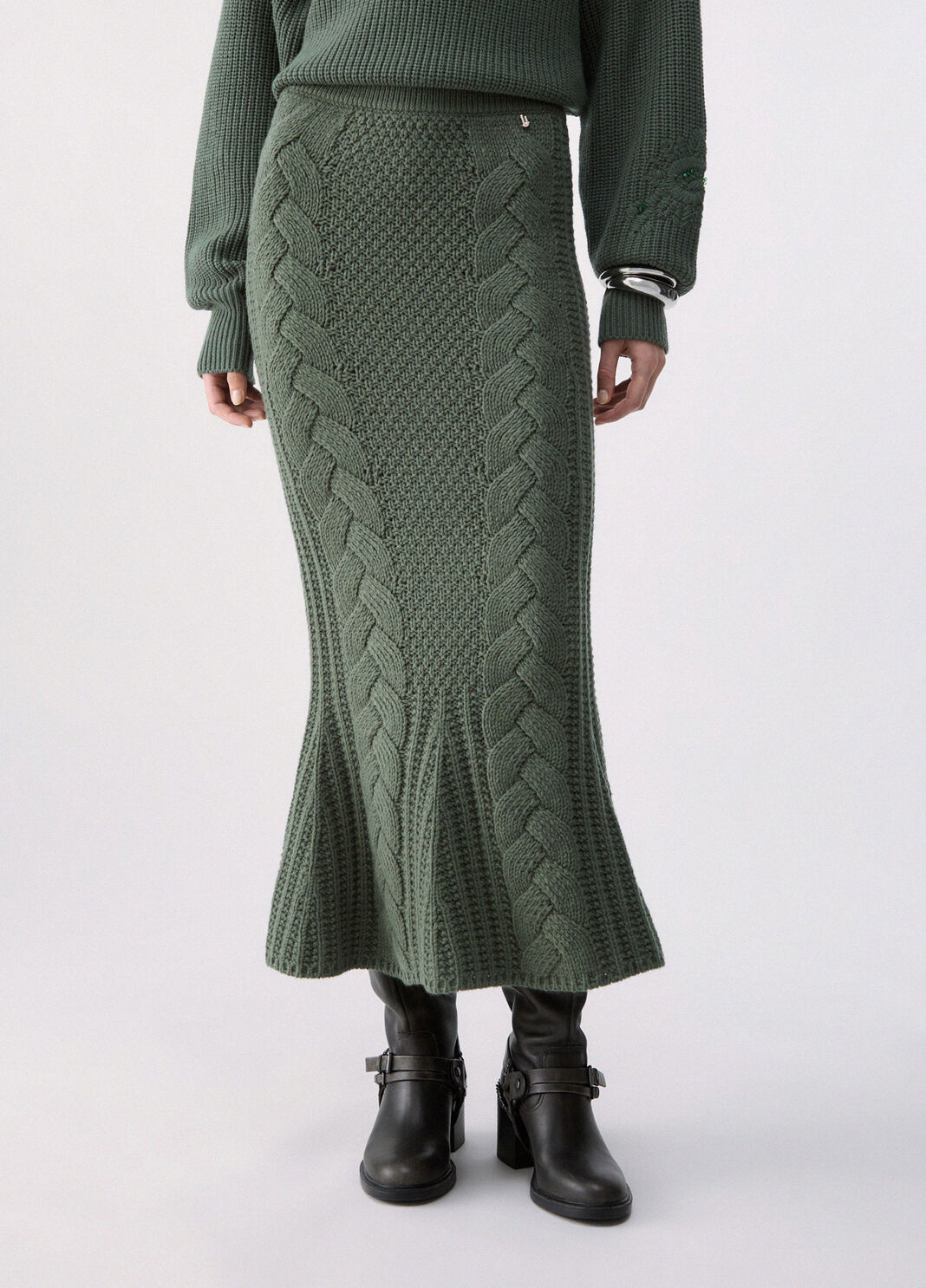 Falda midi de punto verde oscuro Liu Jo - large image number 0