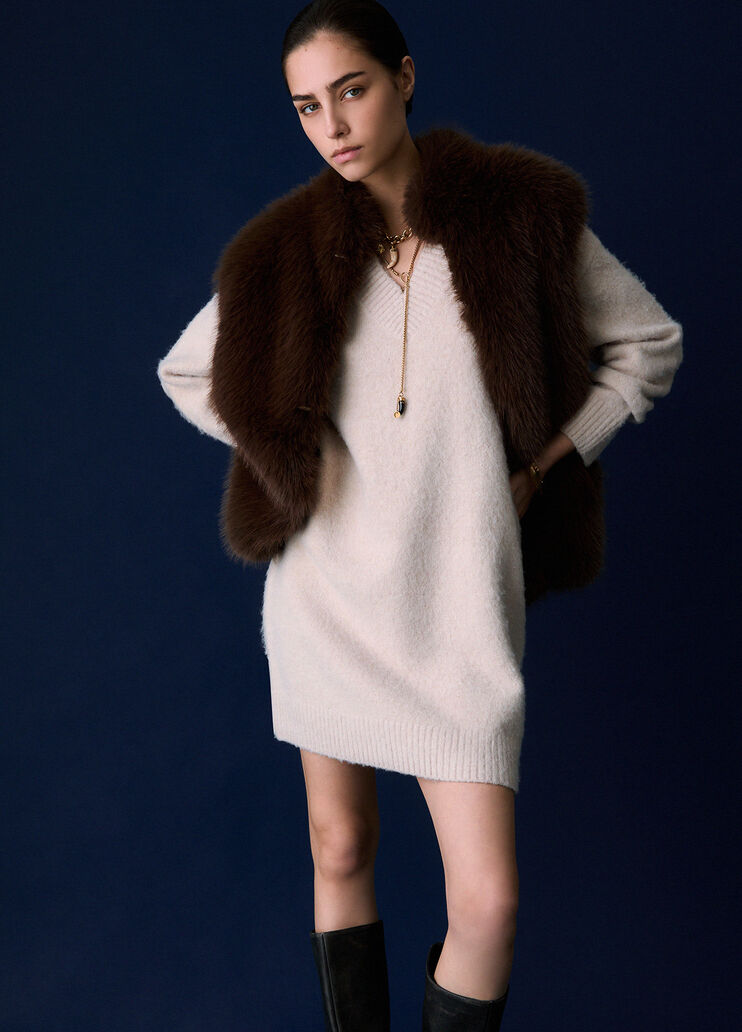 Short dress in brushed wool beige Liu Jo - medium