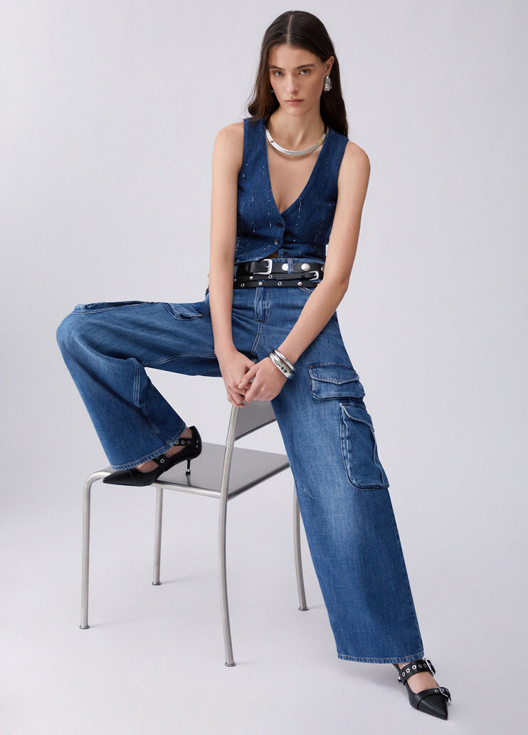 Cargo jeans dark blue denim Liu Jo - large image number 3