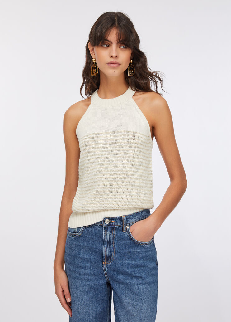 Striped lurex® top white wool Liu Jo - large image number 0