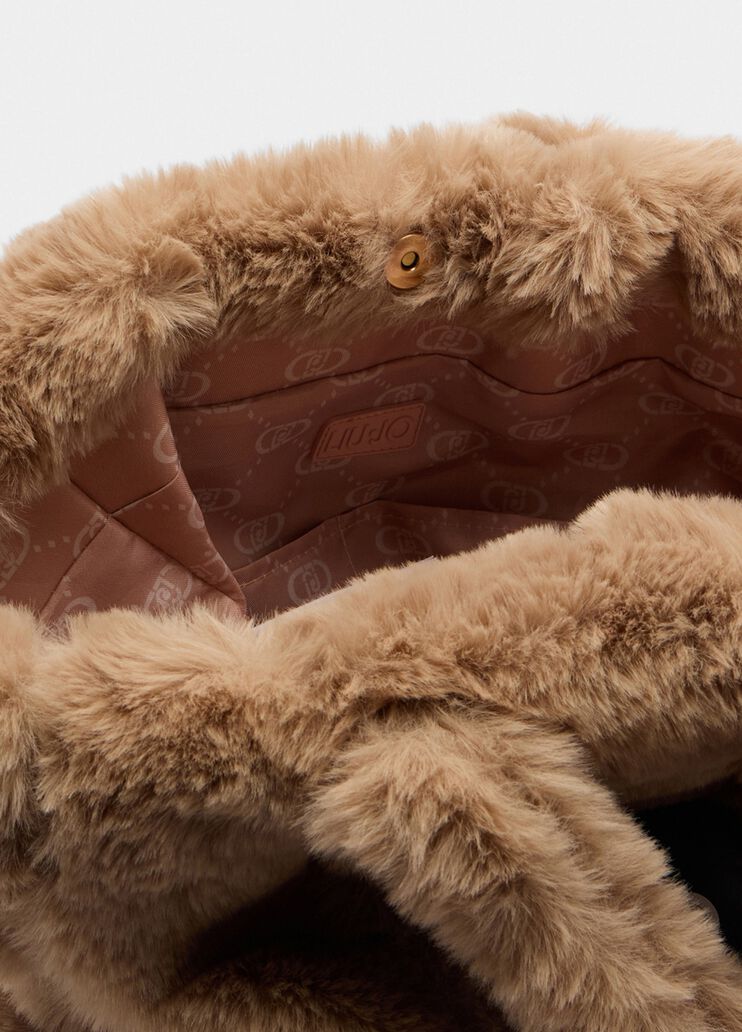Mittelgroßer Shopper aus Teddyfell Champagner Liu Jo - large image number 6 Mittelgroßer Shopper aus Teddyfell Champagner Liu Jo - large image number 6