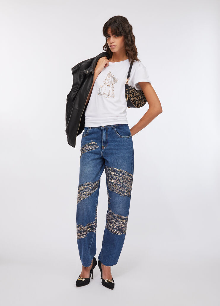 Camiseta con strass blanco Liu Jo - large image number 5