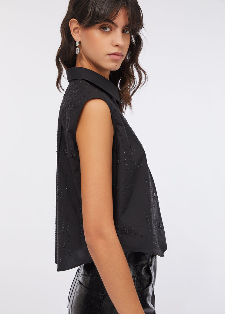 Top de algodón con strass negro Liu Jo - medium