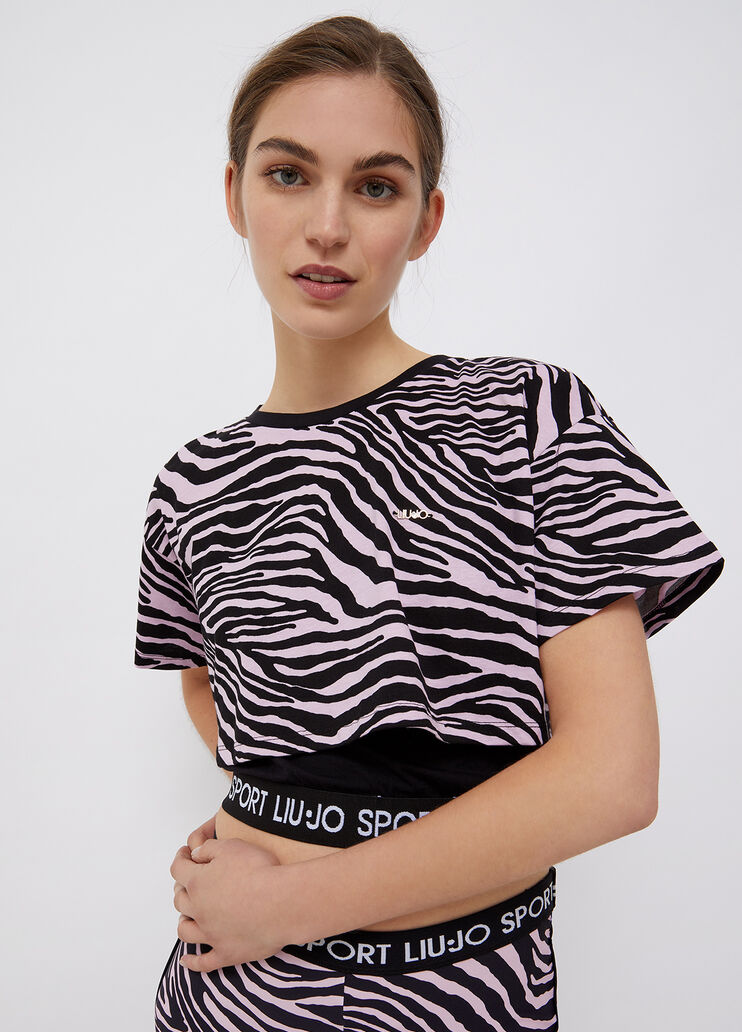 Eco-friendly T-shirt with logo light pink/black Liu Jo - large image number 0