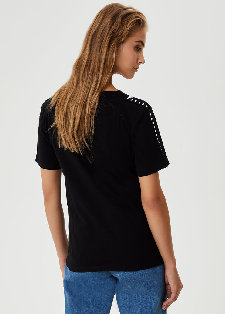 T-shirt avec détails métalliques Noir Liu Jo - large image number 1 T-shirt avec détails métalliques Noir Liu Jo - large image number 1