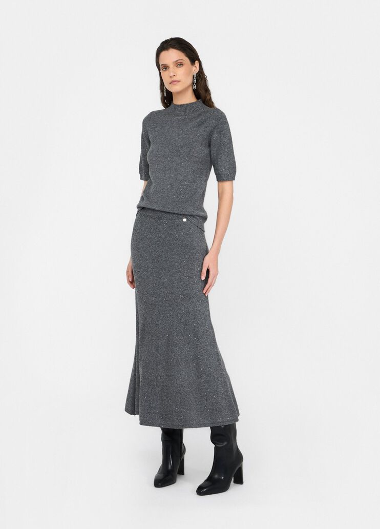 Knit midi skirt with sequins grey Liu Jo - large image number 5 Knit midi skirt with sequins grey Liu Jo - large image number 5