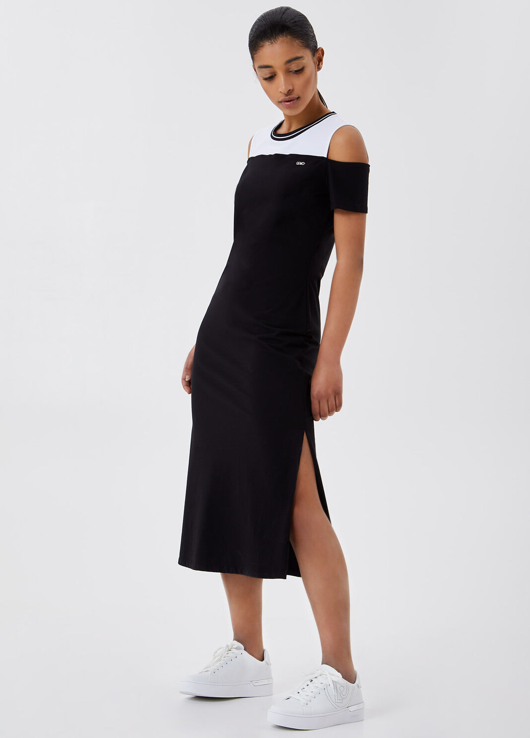 Midi dress with cut out Black/White Liu Jo - large image number 0