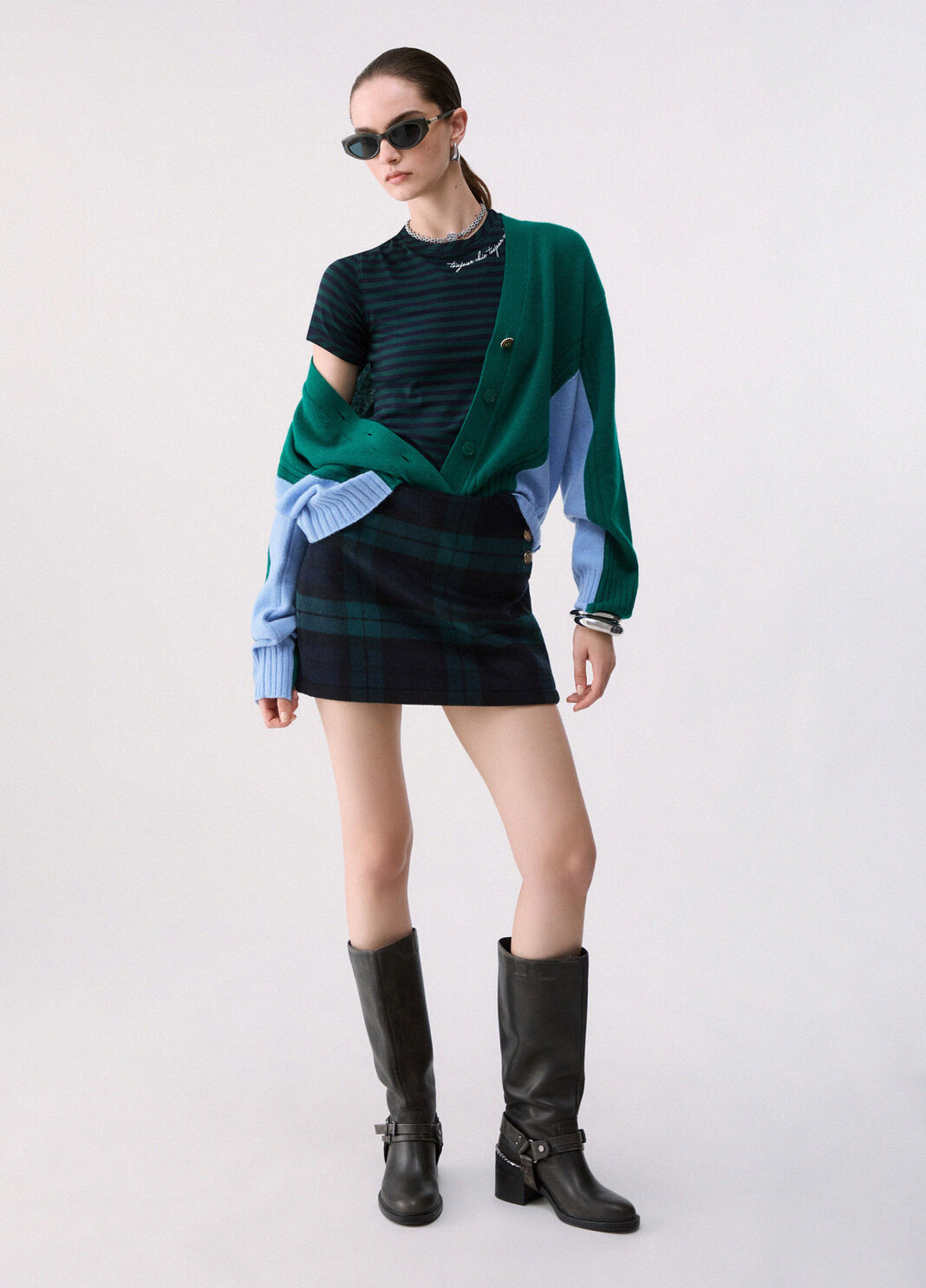 Color-block wool cardigan green Liu Jo - large image number 5