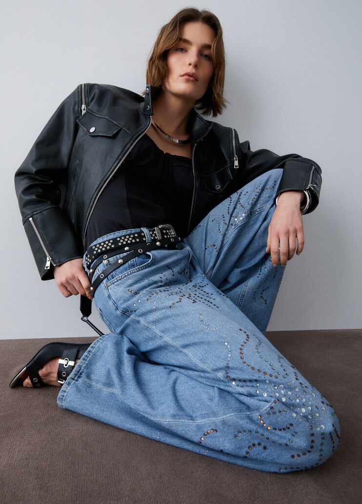 Straight-leg jeans with rhinestones light denim Liu Jo - medium