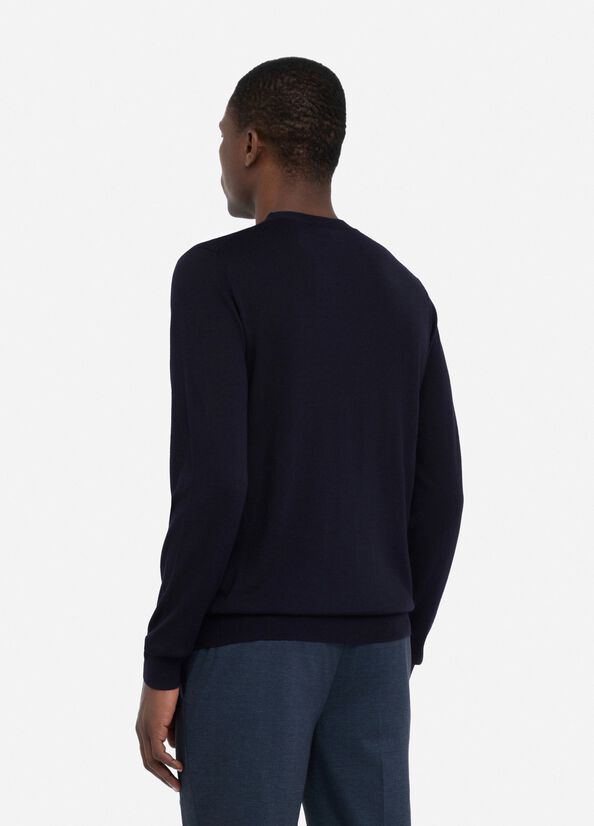 Wool V-neck jumper dark blue Liu Jo - large image number 1