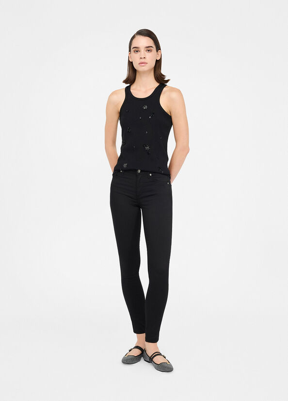 Pantalón pitillo de talle alto negro Liu Jo - medium
