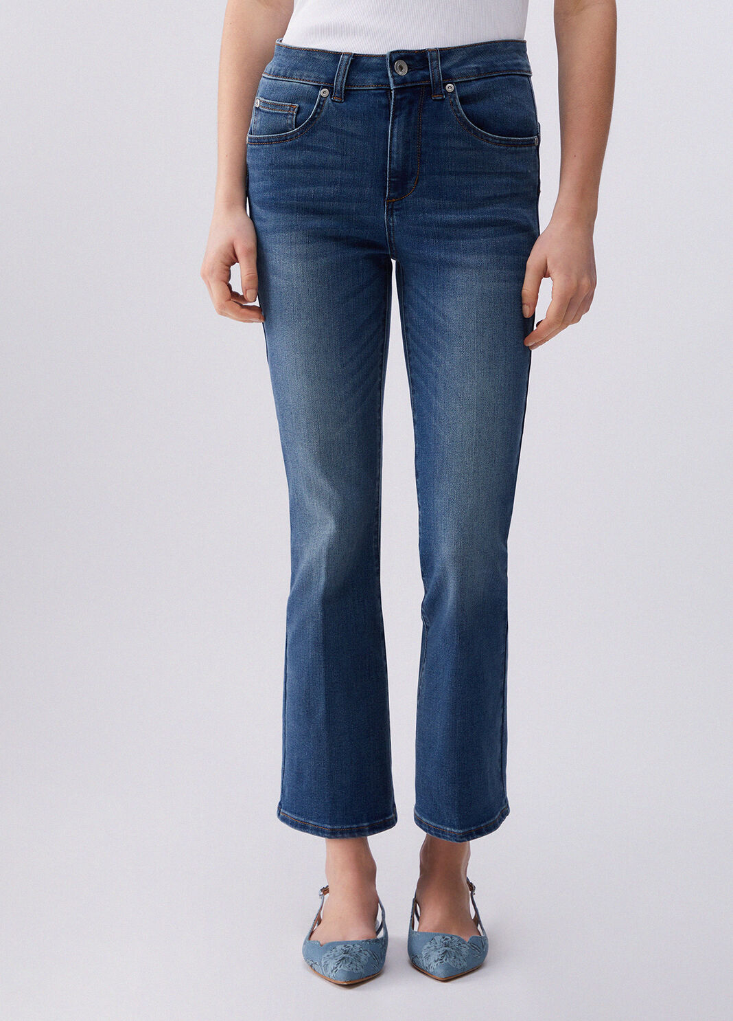 Cropped flared jeans dark blue denim Liu Jo - large image number 0