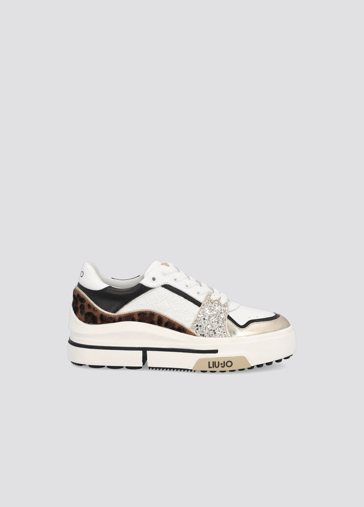 Sneakers with animal-print details white/animalier Liu Jo - large image number 0 Sneakers with animal-print details white/animalier Liu Jo - large image number 0