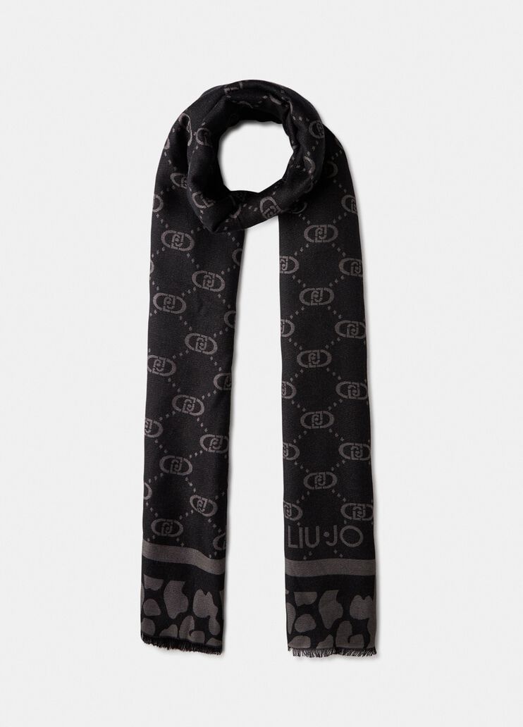 Shawl with logo black Liu Jo - medium Shawl with logo black Liu Jo - medium