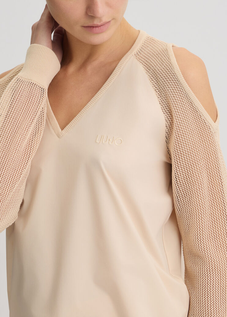 Beige sweatshirt with cut-out beige Liu Jo - large image number 2 Beige sweatshirt with cut-out beige Liu Jo - large image number 2