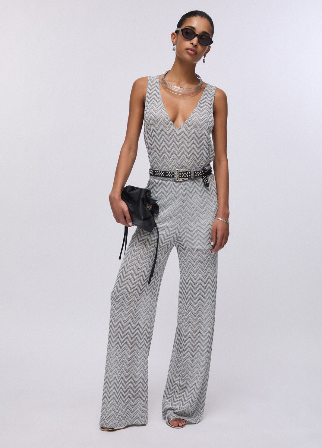 Chevron knit trousers grey Liu Jo - large image number 5