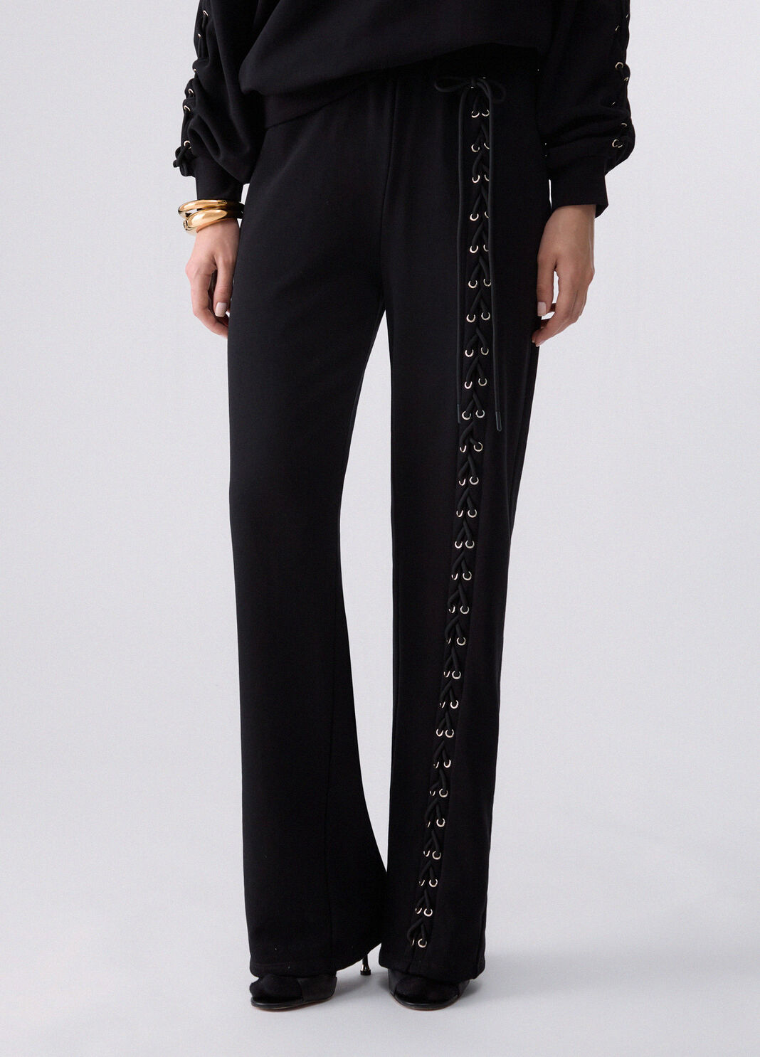 Trousers in sweatshirt with laces black Liu Jo - large image number 0