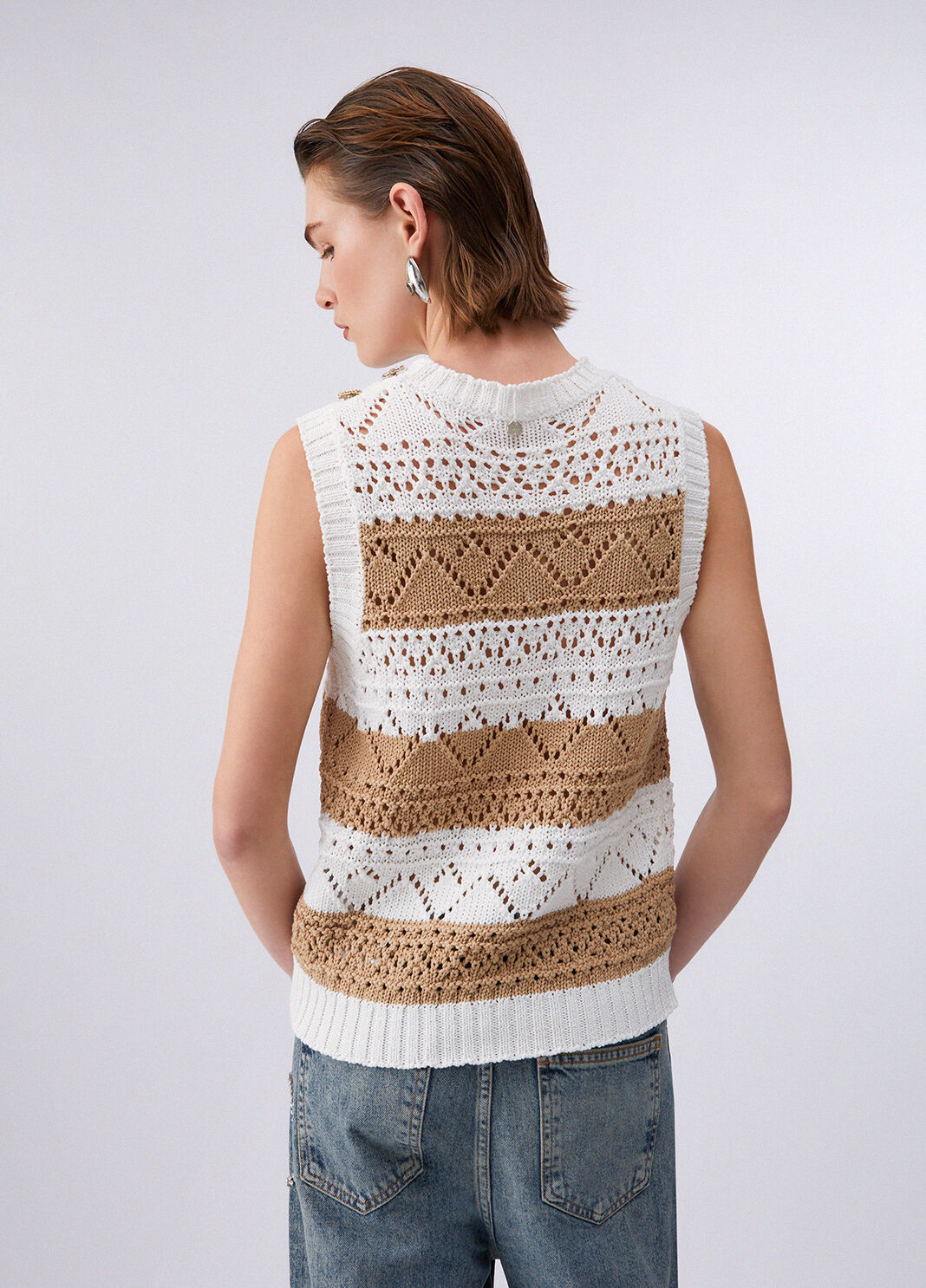 Crochet knit top white wool Liu Jo - large image number 1