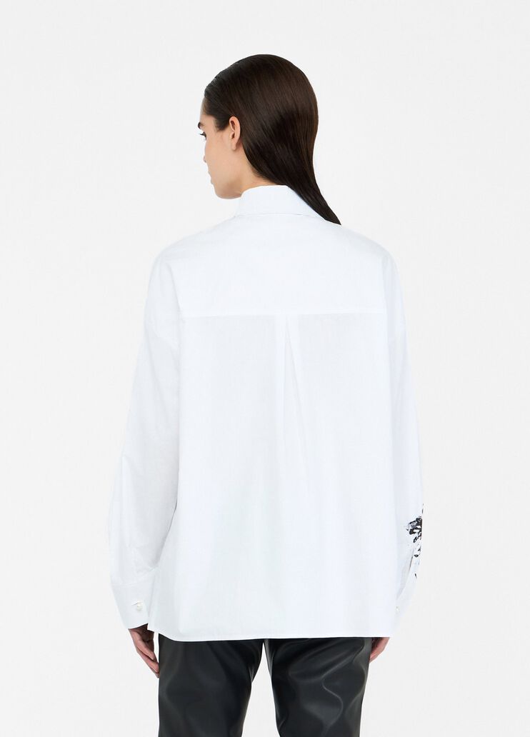 Oversized poplin shirt with print white Liu Jo - large image number 1 Oversized poplin shirt with print white Liu Jo - large image number 1