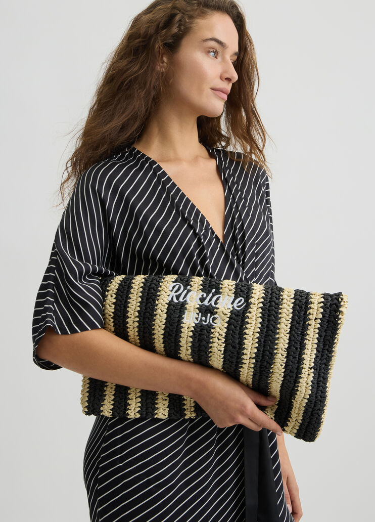 Striped raffia shopping bag white Liu Jo - medium Striped raffia shopping bag white Liu Jo - medium