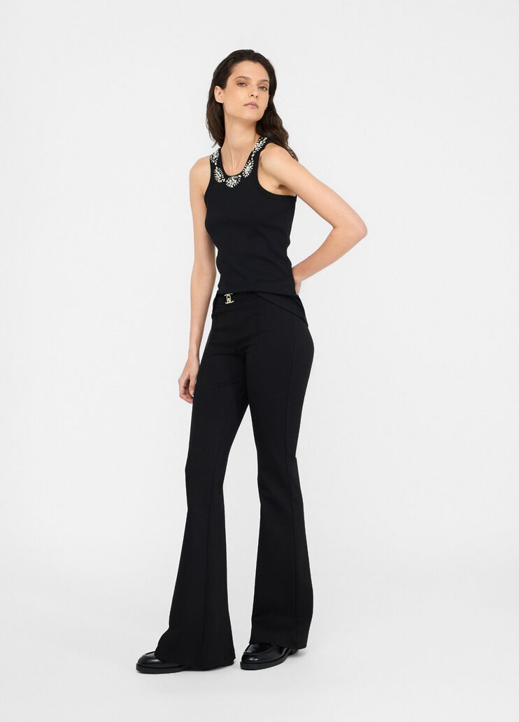 Flared trousers with logo belt black Liu Jo - medium Flared trousers with logo belt black Liu Jo - medium