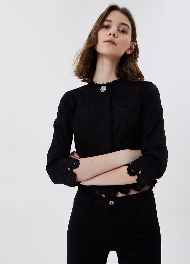 Giacca con castoni gioiello Nero con ricamo Liu Jo - large image number 0
