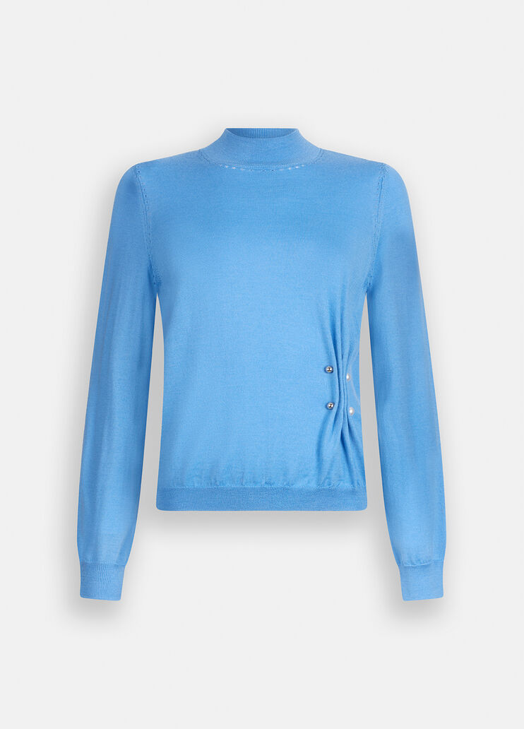Шерстяной джемпер с жемчужинами голубой Liu Jo - medium