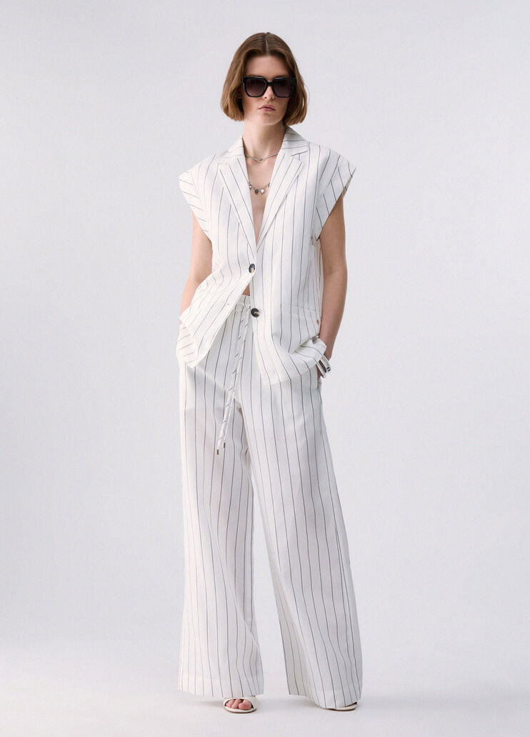 Linen-blend waistcoat pinstripe white Liu Jo - medium