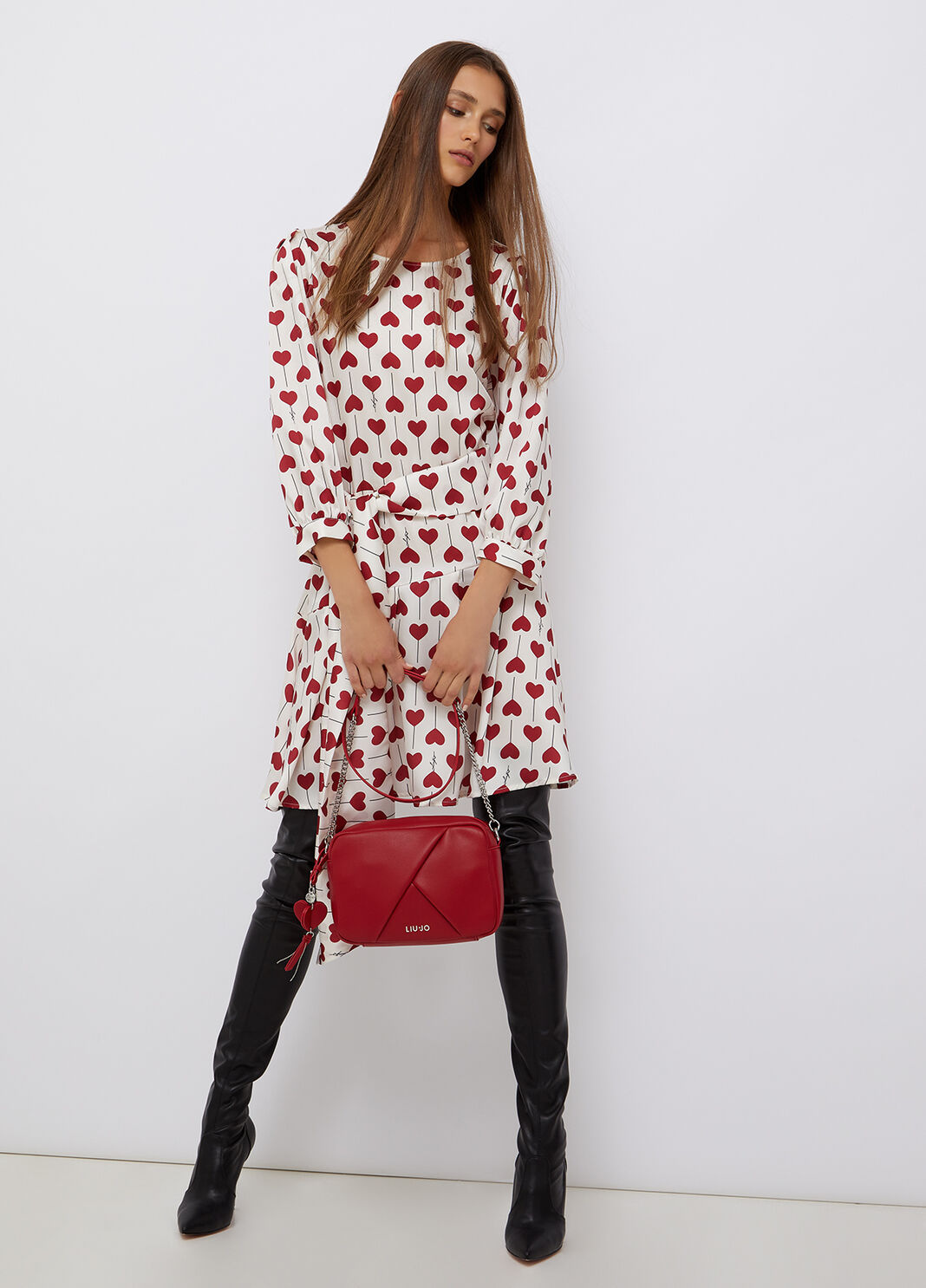 Eco-friendly dress with maxi bow red with hearts Liu Jo - large image number 3