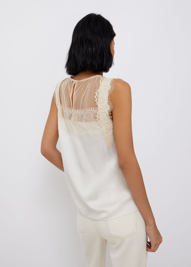 Satin top with lace white Liu Jo - large image number 1 Satin top with lace white Liu Jo - large image number 1