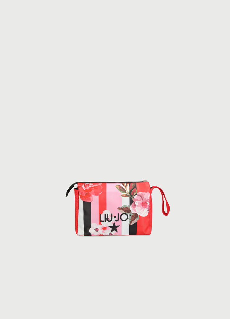 Beauty case stampato Righe rosa e nere/fiori Liu Jo - large image number 3