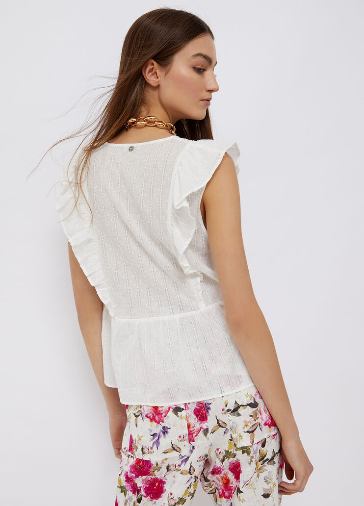 Eco-friendly top in cotton muslin white Liu Jo - large image number 1  Eco-friendly top in cotton muslin white Liu Jo - large image number 1