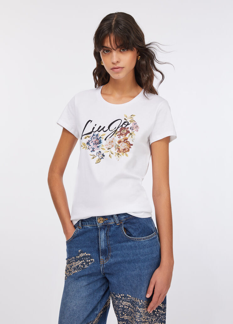 T-shirt Liu Jo Better blanc et fleurs Liu Jo - large image number 0