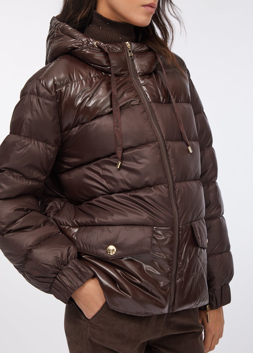 Jacket in nylon quilted chocolate Liu Jo - large image number 2