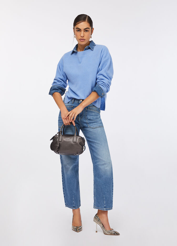 Carrot-fit high-rise trousers blue denim Liu Jo - medium