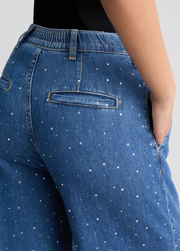 Flared jeans with rhinestones dark denim Liu Jo - large image number 2 Flared jeans with rhinestones dark denim Liu Jo - large image number 2
