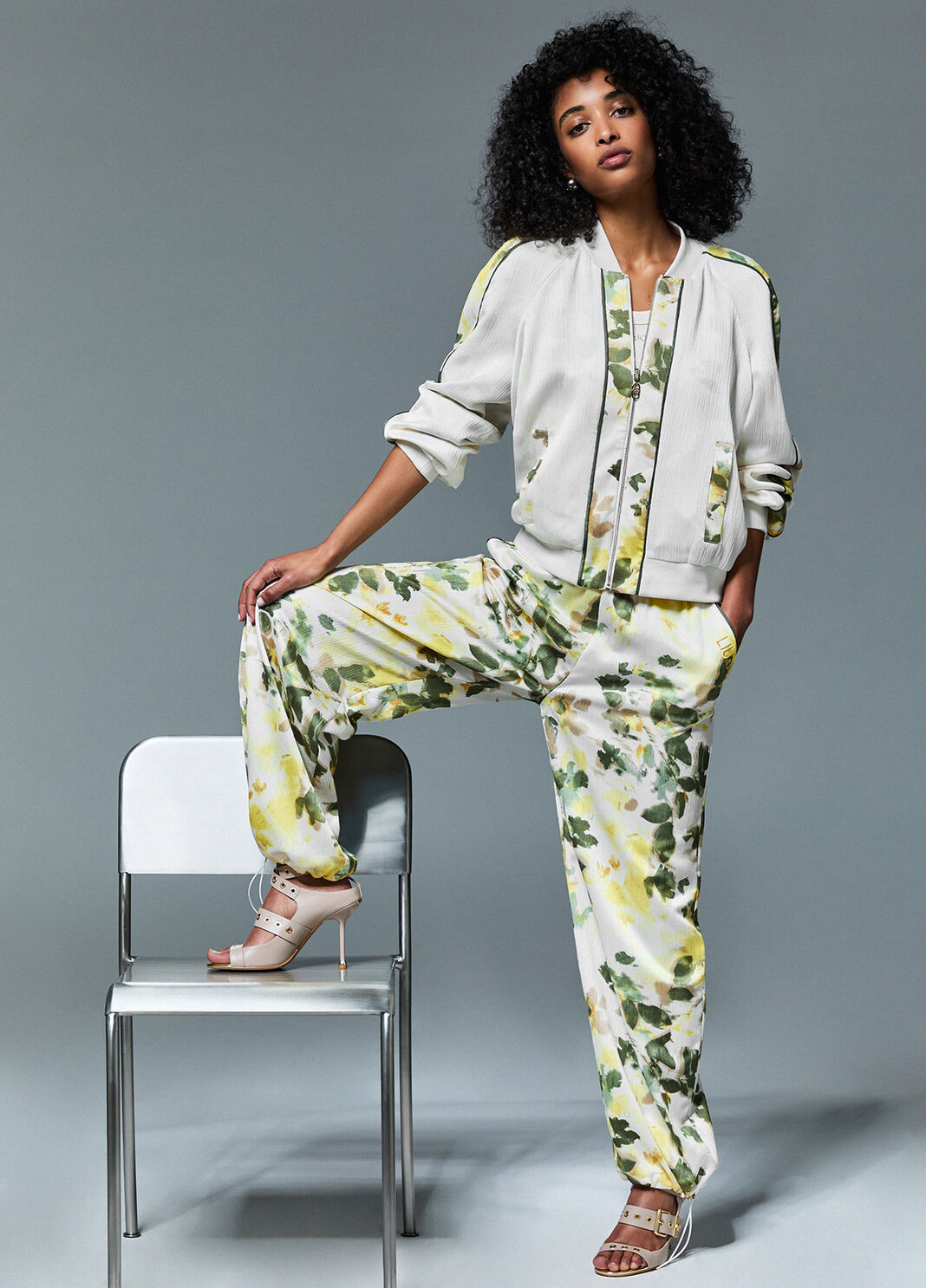 Printed satin trousers white/green Liu Jo - large image number 3