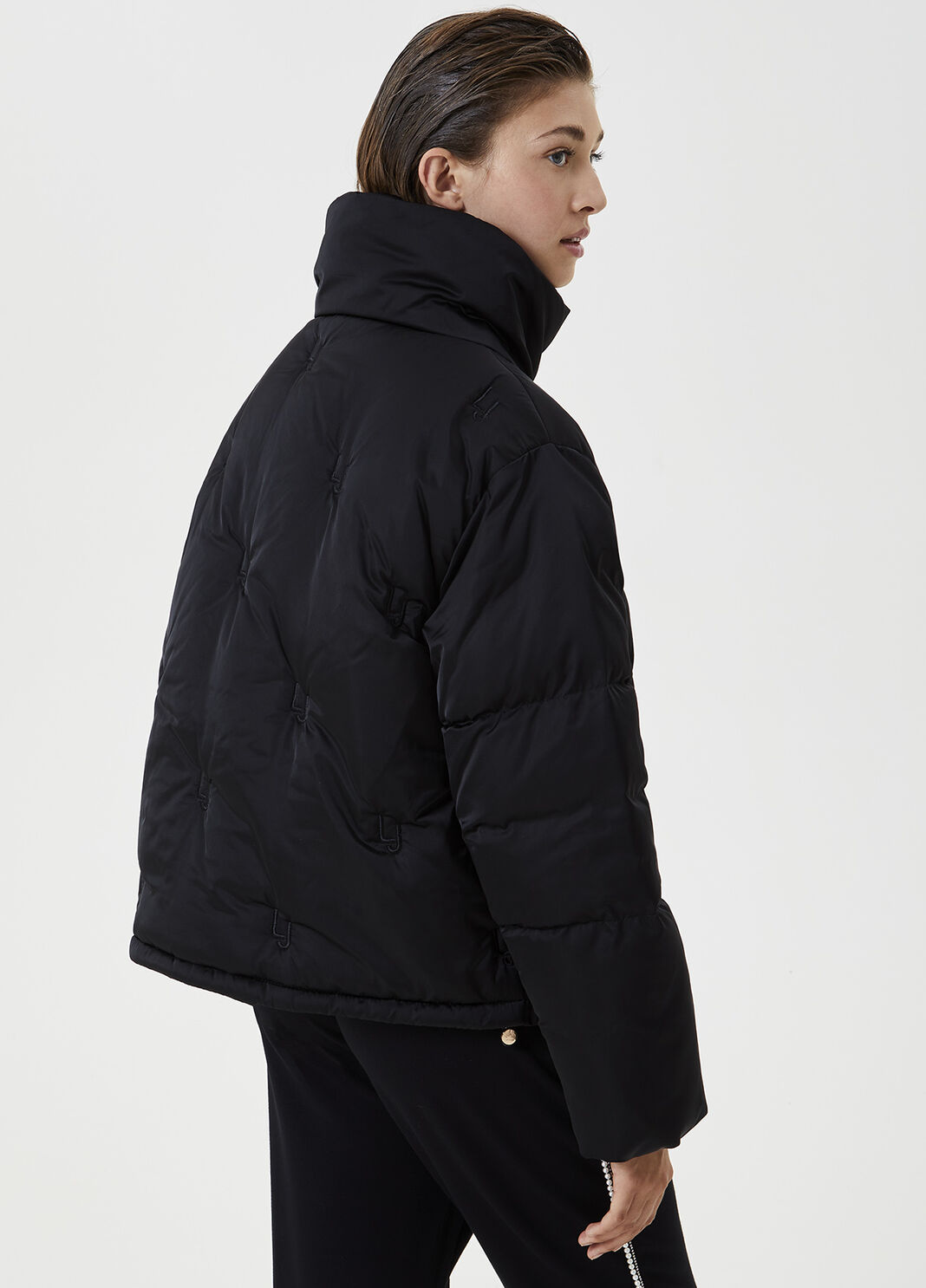 Short quilted down jacket with quilted logo Black Liu Jo - large image number 1
