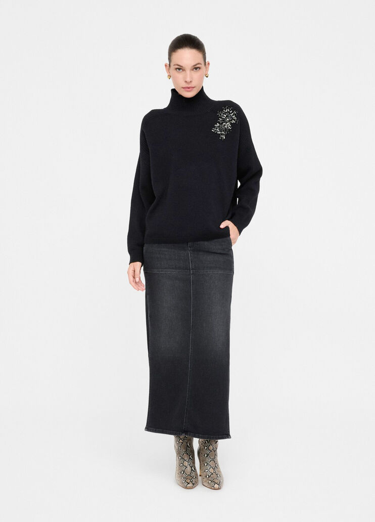 100% wool jumper with bejewelled embroidery black with embroidery Liu Jo - large image number 5 100% wool jumper with bejewelled embroidery black with embroidery Liu Jo - large image number 5
