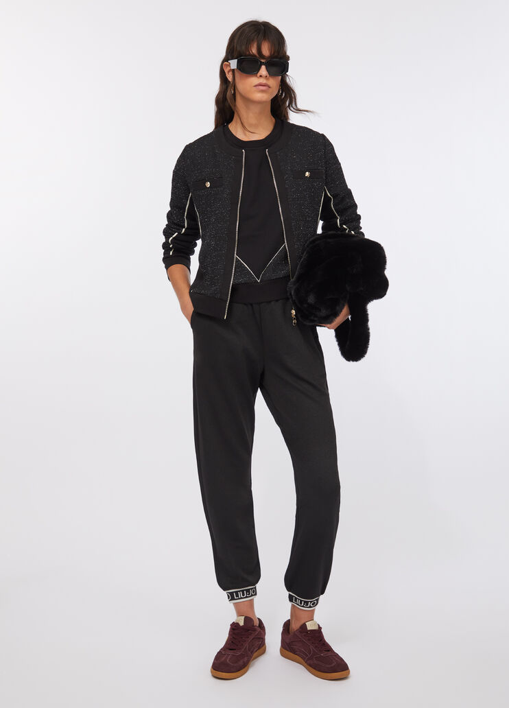 Jacke aus Sweatstoff und Bouclé Schwarz Liu Jo - large image number 4