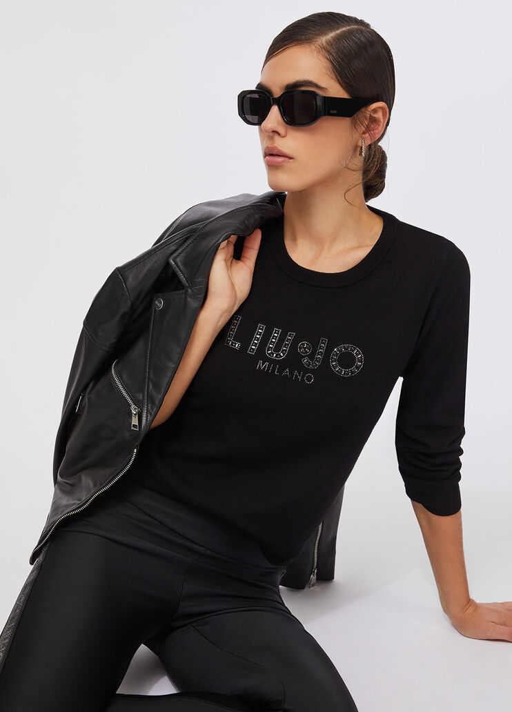 Liu Jo Better jumper with logo black Liu Jo - large image number 4