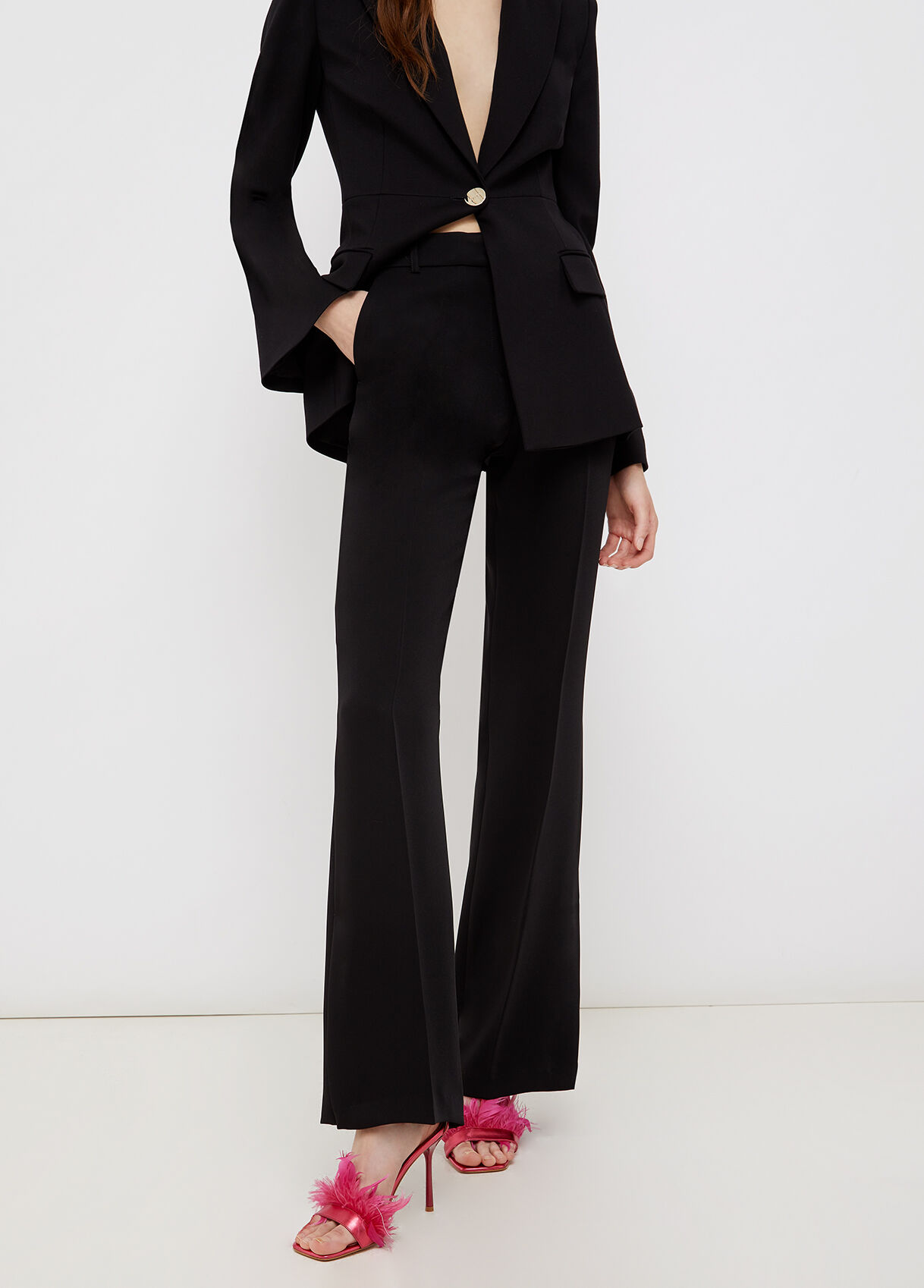 Straight trousers with slits