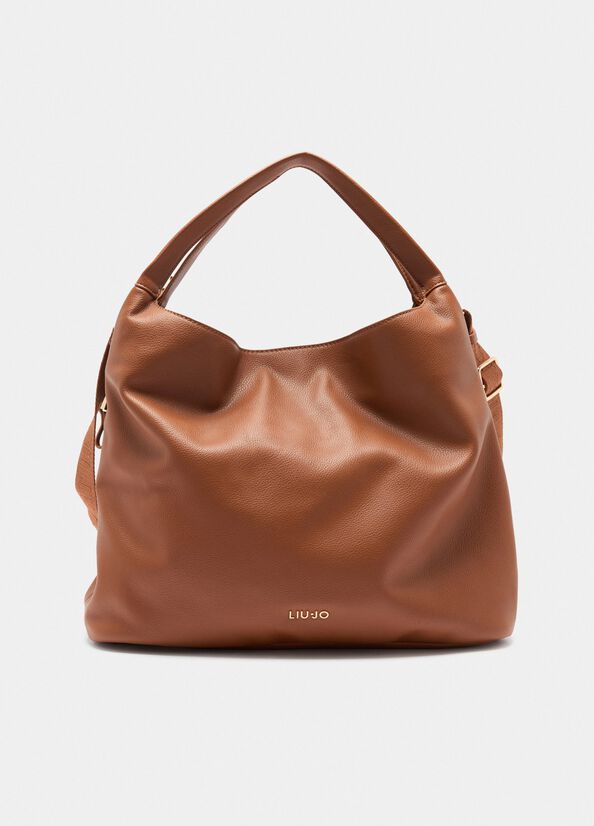 Large hobo bag with strap gingerbread Liu Jo - medium