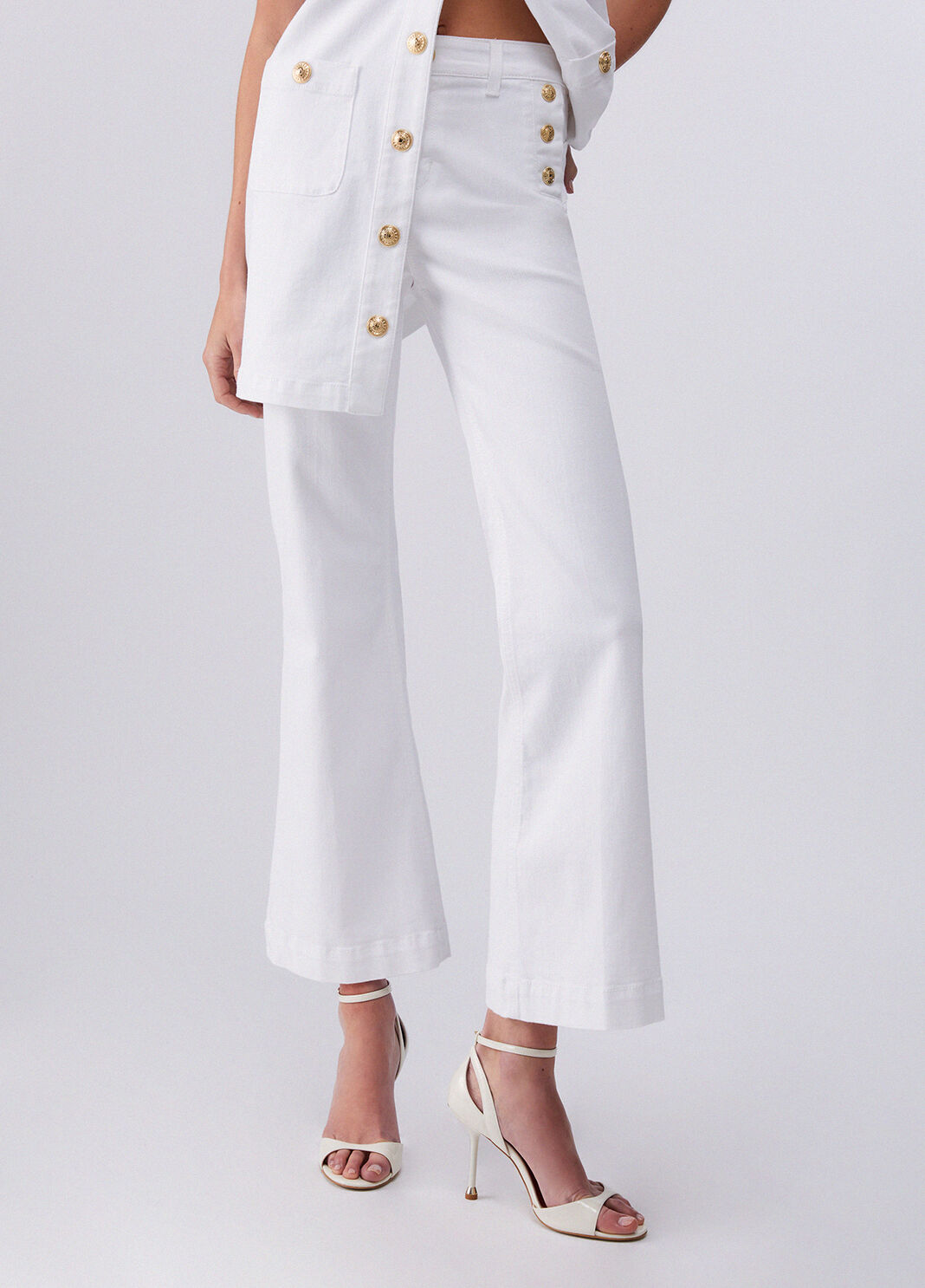 High-rise trousers with buttons white Liu Jo - large image number 0
