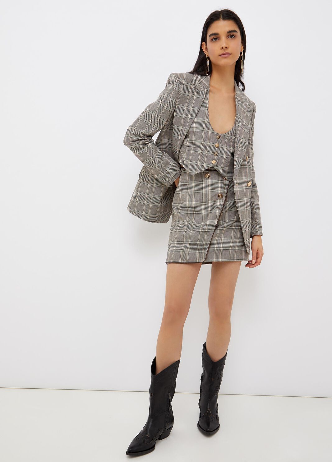 Blazer dal taglio maschile cammello/check Liu Jo - large image number 3